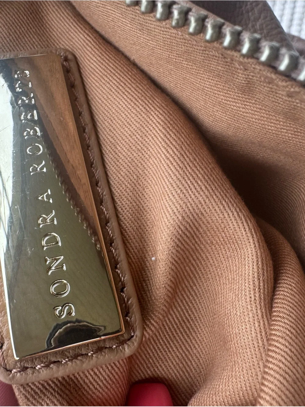 Sondra Roberts Genuine Leather Taupe Hobo Shoulder Bag Slouchy Minimalist